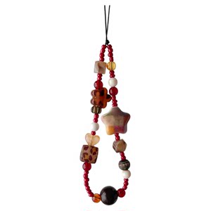 
Retro brown mobile phone chain lanyard ccd camera pendant wrist rope lanyard autumn Maillard leopard print ins fashionable chain homemade beaded bracelet niche internet celebrity high-end pendant bag pendant shell