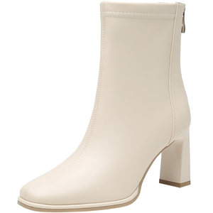 
Dadong Fashion Boots Women's Shoes 2025 New Winter Fashion Rear Zipper Super High Heel Square Head Inner Height D0022