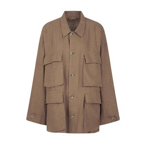 
DeesseSicile Coluli Bane style brown slack old money style work linen trench coat early autumn coat for women