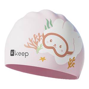 
Keep children's swimming cap boys and girls silicone waterproof head-sliding girl cute printed professional swimming cap equipment