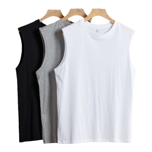 
White sleeveless T-shirt for men summer pure cotton vest for men sports fitness quick-drying short-sleeved men's clothes