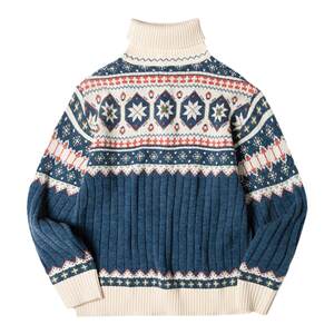 
Maden women's Bath style retro Fair Island jacquard sweater soft top for women's autumn and winter New Year pullover knitted sweater