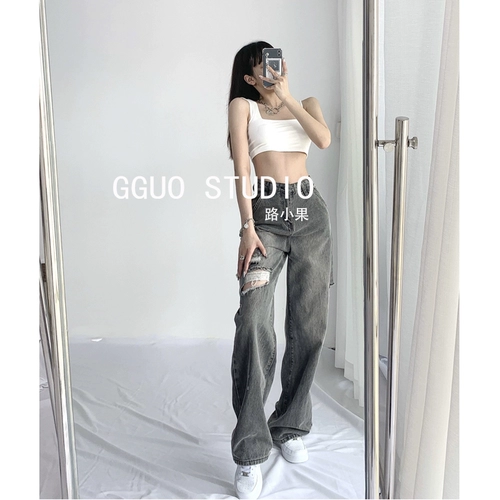 Осенние джинсы, ретро штаны, европейский стиль, свободный прямой крой, в американском стиле