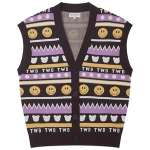 
TeenieWeenie Bear Outlet Women's Vintage Fashionable Loose Jacquard V-neck Comfortable Sweater Vest Vest