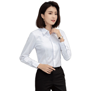 
Autumn and winter women's long-sleeved plush velvet thickened pure white shirt professional formal wear warm blue shirt women's work clothes