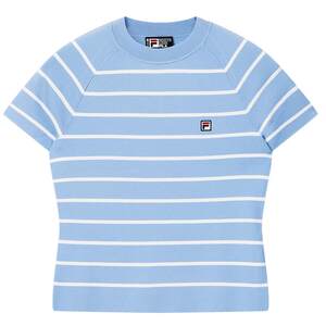
Yang Mi's same style FILA official short-sleeved knitted shirt for women summer new fresh striped sports short top
