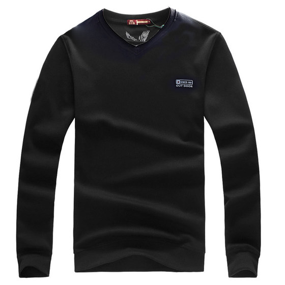 
Spring new long-sleeved T-shirt men's V-neck pure cotton loose bottoming shirt sports spring and autumn sweatshirt trendy large size T-shirt