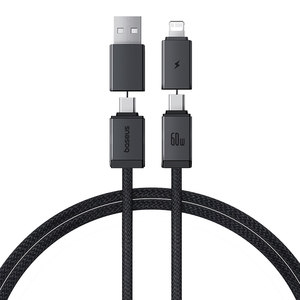 
Beisi four-in-one data cable car charging cable three-in-one fast charging suitable for Apple 16 Huawei Xiaomi iPhone 15 Android Typec mobile iPad tablet 14 laptop USB multi-function