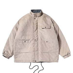 Korean version of retro cotton cotton outer lamp core deepen thicker winter lapel worker cotton jacket pure color men's and female couple jacket tide