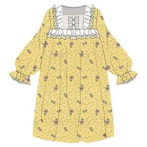 Bananagirl Spring and Autumn Pajamas Women's Long -sleeved Flower Sweet Cotton Ginseng Korean Home Furnishing Skirt