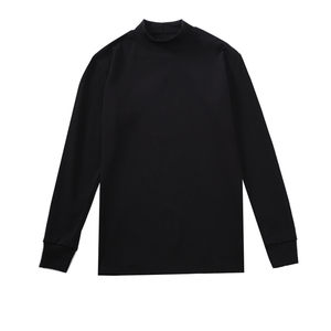 
2026 high-end semi-turtle collar bottoming shirt for men, slim stretch black inner top, mid-collar long-sleeved T-shirt trendy