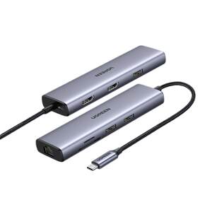 
Green Network Type-C docking station three-screen different display expansion 8K dual HDMI high-definition projection 4K screen projection converter accessories with network cable interface suitable for laptop computers