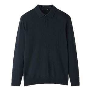 
HLA/Heilan House light business long-sleeved straight pure wool sweater 25 autumn and winter new lapel black sweater for men