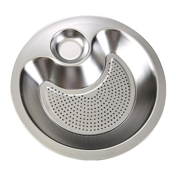 
Stainless steel dumpling plate household two-compartment dinner plate with vinegar dish dessert round