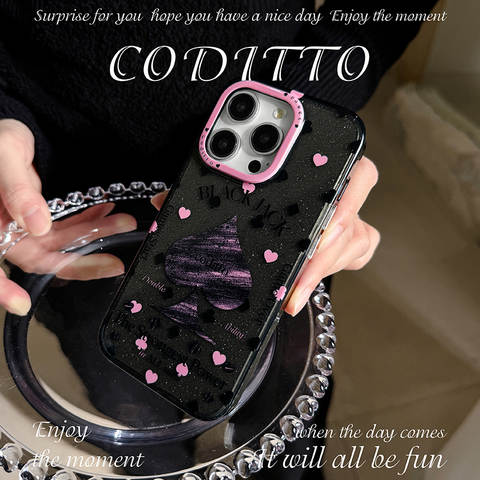 CODITTO Black Glitter Spade For Girls – 17, 16, 15, 14, 13 – MagSafe iPhone Case