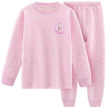 Add velvet thick whole cotton autumn and winter children's warm underwear
