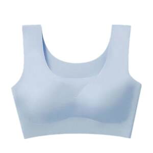 Ice silk in summer, a piece of non -trace underwear, female no steel ring gathers beauty, sleeping sports vest thin bra
