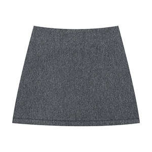 
Where's the Orange Tree? Retro Gray Woolen Skirt Women's Autumn and Winter High Waist Slimming Temperament Covering Hips A-Line Skirt
