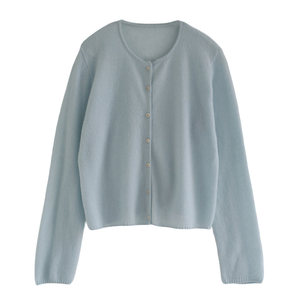 
Xu Dalian custom-made Korean style gentle wind Tencel wool small coat early spring atmosphere knitted cardigan women's top