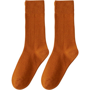 
High-quality pure cotton mid-calf socks for women, spring and autumn pile socks, autumn and winter cotton deodorant women's stockings, brown boneless