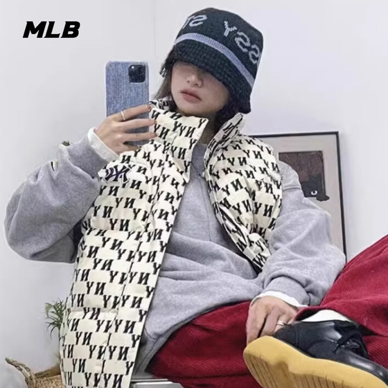 MLB男女同款羽绒马甲情侣2024冬季NY休闲运动保暖外套3ADVI0126