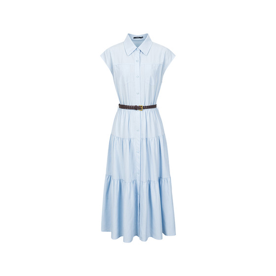 
Yixiang Liying waist shirt dress 2026 women's summer new style linen temperament high-end French white skirt