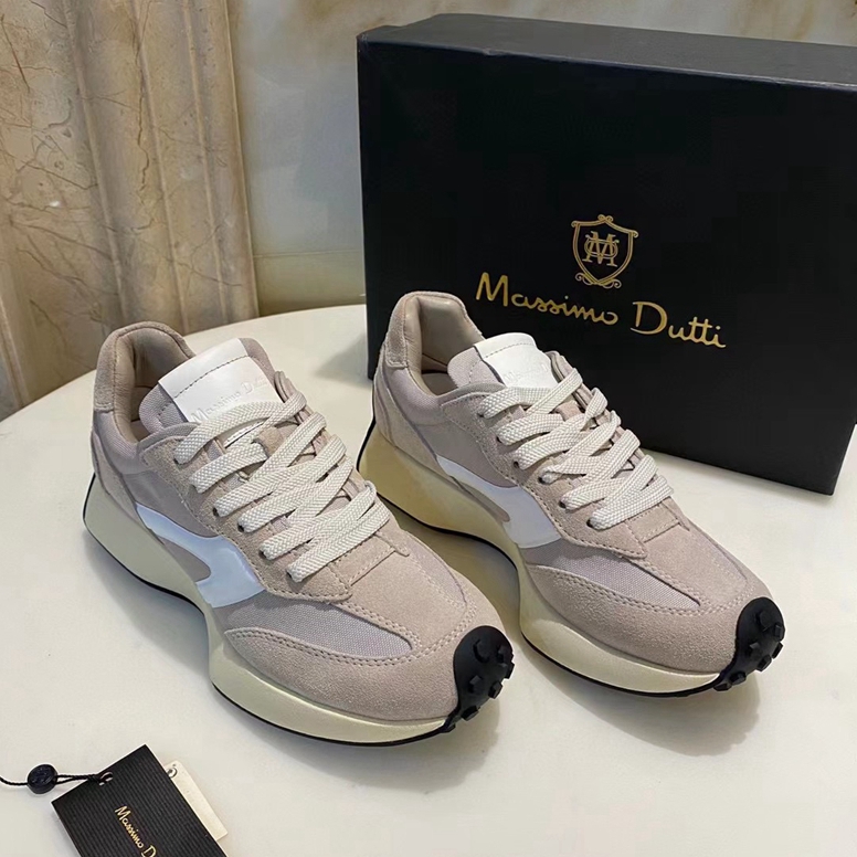 European and American foreign trade new women's shoes MD sand color stitching leather ladies lace the flat leisure leather sports shoes