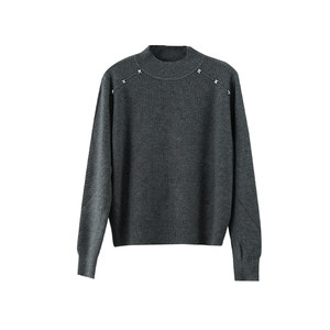 
Half turtleneck pullover sweater for women 2025 winter new slim fit three-dimensional decorative simple commuting warm top