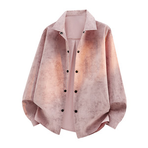 
Spring and autumn tie-dye retro plaid washed off-shoulder jacket-style shirt loose men's versatile casual long-sleeved lapel