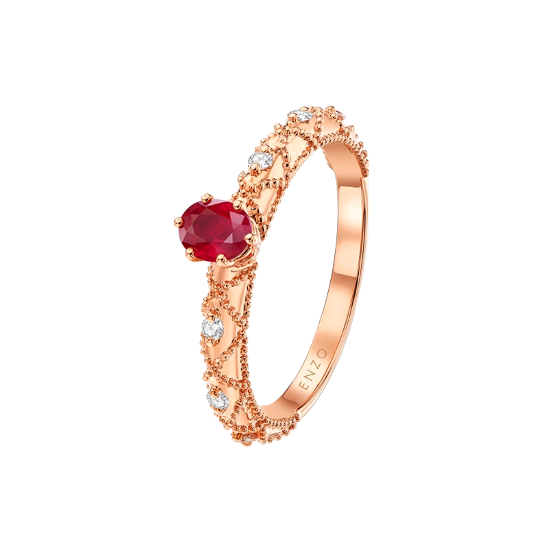 周大福ENZO18K金红宝石白色蓝宝石手链女EZV4803礼物