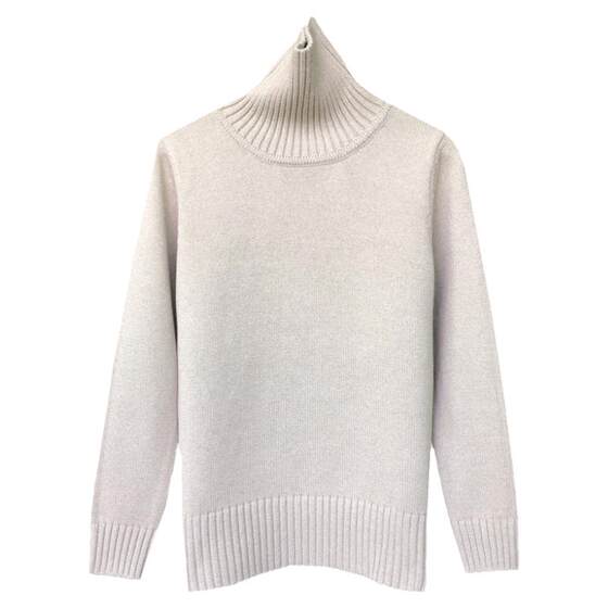 Dongrunlian Simple Thickened Cotton Sweater Women's High Neck Pullover Long Sleeve Knitted Inner Sweater 100% Cotton Wire Clothes

