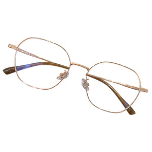 
Ultra-light titanium frame gold wire polygonal glasses for myopic women, which can be equipped with a large frame to show the face, a small makeup artifact eye frame