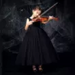 Mùa xuân và mùa hè váy trẻ em bé gái váy công chúa dài màu đen đàn piano chủ nhà cô gái hiệu suất quần áo biểu diễn violin 