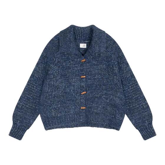 SEE YOU at PIZZA Sweater Women's 2026 Autumn New Short Japanese Horn Button Cardigan 604780