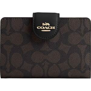 COACH/蔻驰奥莱女士老花中号角拉链钱包证件包卡包零钱包便携
