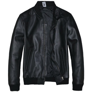 Men's leather baseball head layer cotton leather clothes male slim short youth simple leisure sports leisure leather jacket Yuan Yuan