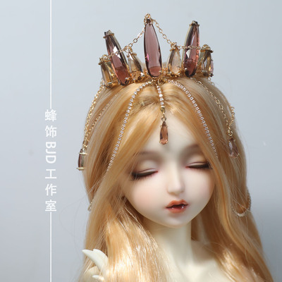 taobao agent Bee jewelry BJD baby with crown crystal three four points 34 points Baroque head jewelry hairpot head crown crown small cloth