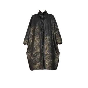 High-end deerskin velvet jacket for middle-aged and elderly mothers loose large size 200*0.5kg meat-covering and slimming medium-length printed windbreaker
