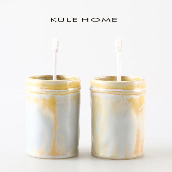 KULE HOME 简约陶瓷轻奢刷牙杯子家用洗漱情侣漱口杯酒店牙缸杯子