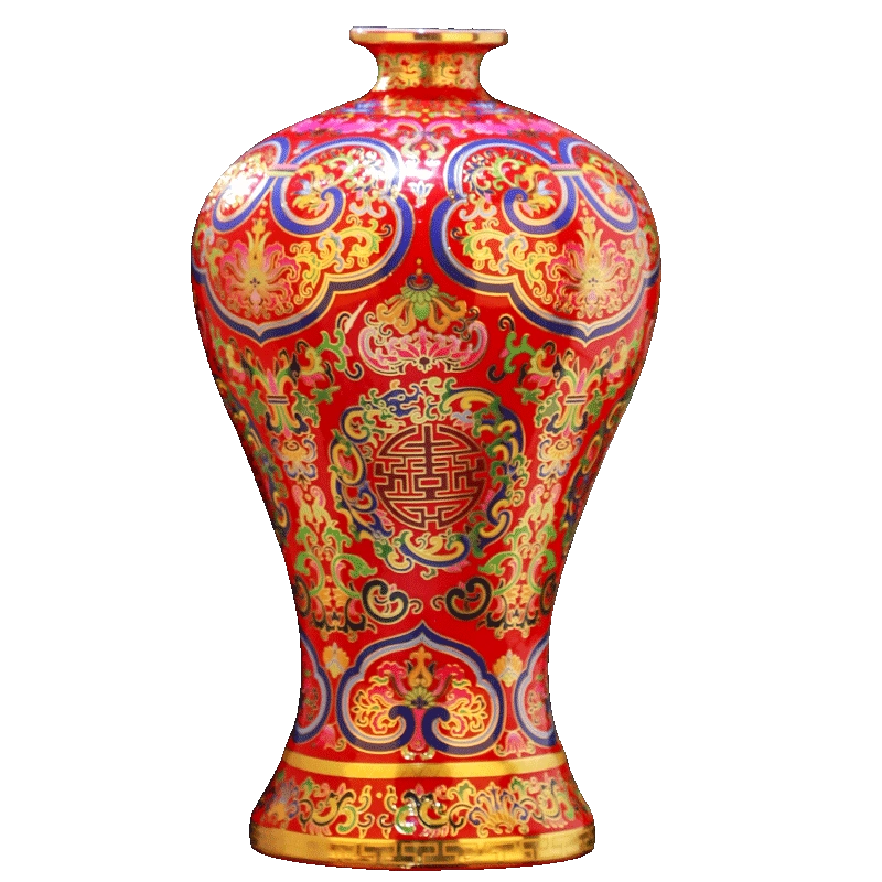 中国 景德鎮 琺瑯彩纏枝蓮玉壺春瓶 賞物観賞瓶 現代工芸品 装飾品 花瓶 中国 景德鎮 琺瑯彩纏枝蓮玉壺春瓶 賞物観賞瓶 現代