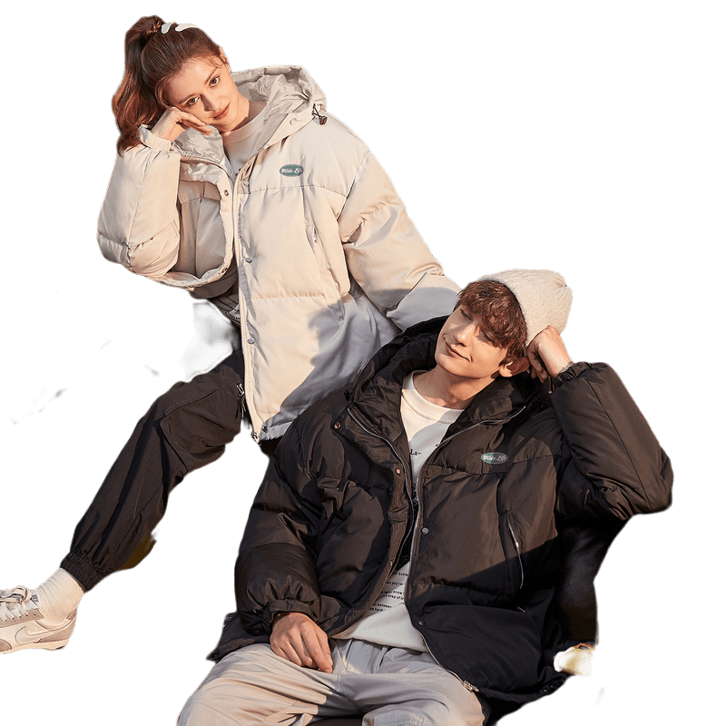 Tangshi's new winter cotton-padded coat hooded couple's outfit, thickened men's and women's cotton coat, trendy cartoon print design