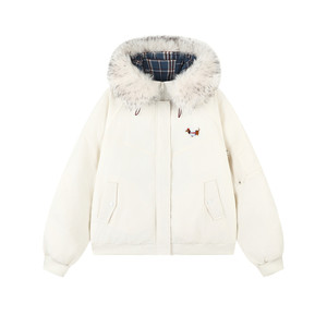 
lemanism American trendy fur collar mountain carving hooded cotton coat men's 2026 couple winter party jacket