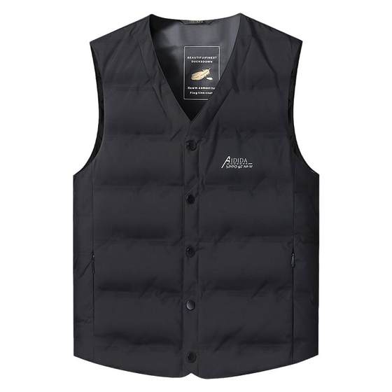Add fertilizer and increase the code with down vest men in winter middle -aged dad pretend to keep warmth shoulder down jackets cold vest
