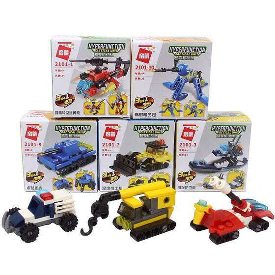 
New entry-level small particle assembly building blocks 61 Children's Day educational toys car boy blind boxed gift
