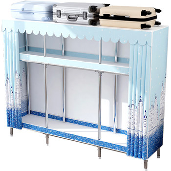 Steel pipe thickened reinforced steel frame cloth wardrobe simple assembly wardrobe bedroom home rental durable long skirt coat