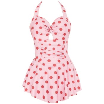 Pink girl heart -connected skirt style conservative cute swimsuit
