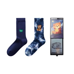 
7A Antibacterial Silver Skin in Banana 520Color Men and Women Couple Cute Bear Animal Colorful Socks Cotton Socks Gift Box
