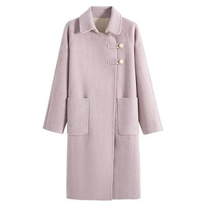 
Double-sided wool winter jacket 2024 new mid-length double-sided wool gentle wool purple cashmere coat for women