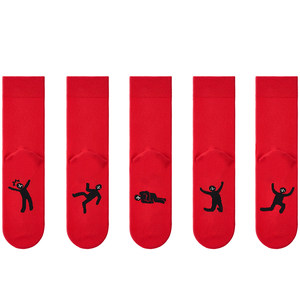 
Paimi's zodiac year red socks for men and women in autumn and winter mid-calf socks red Year of the Horse wedding boxed stockings