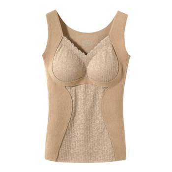 Brushed thermal vest women's top with padded bra free